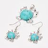 Synthetic Turquoise Pendants and Dangle Earrings Jewelry Sets SJEW-F145-01P-1
