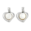 Brass Pave Natural White Shell Heart Charms KK-U043-27P-1