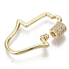 Brass Micro Pave Clear Cubic Zirconia Screw Carabiner Lock Charms ZIRC-T013-01G-NF-2