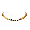 Duo Tone Natural Amber Nuggets Beaded Necklaces with OT Clasps for Women NJEW-JN06647-3