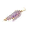3Pcs 3 Styles Natural Amethyst Pointed Copper Wire Wrapped Faceted Bullet Big Pendants PALLOY-JF03572-03-5