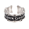 Word Good Lucky Alloy Enamel Open Cuff Ring RJEW-L119-01P-2