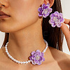 Plastic Imitation Pearl Bead & Resin & Glass Pendant Necklaces & Stud Earrings FS-WG9DBB6-06-1