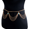 Bohemian Alloy with Teardrop Resin Charm Tassel Waist Chains for Women FS-WGCBA85-01-1