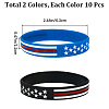 Gorgecraft 20Pcs 2 Colors Independence Day Theme Silicone Star Cord Bracelets Set Wristband BJEW-GF0001-15A-2