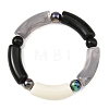 2Pcs 2 Styles Opaque Acrylic Tube Beaded Stretch Bracelet Sets BJEW-JB14453-4
