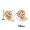 Elegant Fashion Round Zirconia Stud Earrings Copper Inlaid Earrings TX3727-2-1