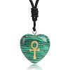 Synthetic Malachite Heart Engraved AnKh Cross Pendant Personalized DIY Necklaces SC1205-7-1