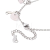 Natural Rose Quartz Chips & Cat Charms Anklet AJEW-AN00512-03-4