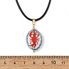 Handmade Porcelain Oval with Lobster Pendant Black Waxed Cord Necklaces NJEW-JN06564-5