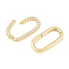 Oval Brass Micro Pave Clear Cubic Zirconia Spring Gate Rings KK-C162-093G-2