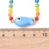 Porcelain Fish Pendant Rainbow Color Glass Beaded Necklaces for Friends and Couples LS-KF3974-2-3