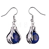 Natural Lapis Lazuli Palm Dangle Earrings EJEW-A092-09P-15-2