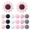 1Bag Sunflower & Round Silicone Focal Beads SIL-TA0003-42-2