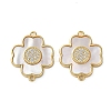 Brass Micro Pave Clear Cubic Zirconia Cross Connector Charms KK-U070-09B-G-1