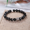 Polygon Natural Black Agate Beaded Stretch Bracelets WG9FB4D-03-2