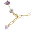 Natural Amethyst Chip Bead & Brass Paperclip Chains Bracelets BJEW-JB12715-01-4