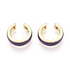 C-Shaped Brass Enamel Cuff Earrings EJEW-T049-07G-2