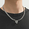 304 Stainless Steel Initial Pendant Cuban Link Chain Necklaces FS-WGB15F2-19-1