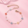 Colorful Cat Eye & Plastic Pearl Beaded Link Bracelets for Women BJEW-JB12971-1