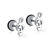 Titanium Steel Music Note Stud Earrings for Women X-MUSI-PW0001-26P-1