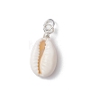 Natural Cowrie Shell Pendants PALLOY-JF03710-01-2