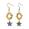 Star Natural Amber & Abalone Shell/Paua Shell Dangle Earrings EJEW-JE07358-01-3
