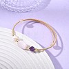 Round & Oval Natural Kunzite & Amethyst & Rose Quartz & Cultured Freshwater Pearl & Non-magnetic Synthetic Hematite Beaded Bangles BJEW-JB14080-02-1