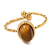 Oval Natural Tiger Eye Finger Rings RJEW-Q822-38G-03-2