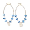Summer Beach Natural Sea Shell Pendant Handmade Lampwork & Imitation Pearl Beaded Necklaces NJEW-JN06371-3