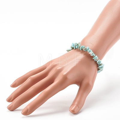 Natural Larimar Chip Beads Stretch Bracelets for Children BJEW-JB06389-02-1