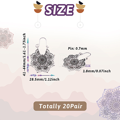 Bohemian Retro Style Alloy Dangle Hoop Earrings X1-EJEW-TAC0003-01AS-1