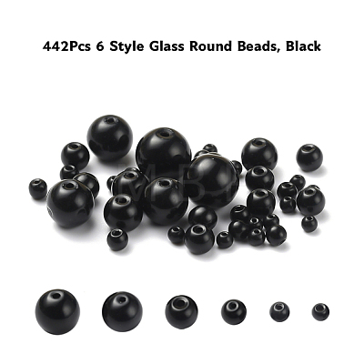 442Pcs 6 Style Glass Round Beads GLAA-YW0001-20B-1
