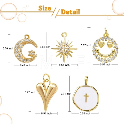 10Pcs 5 Style Brass Pendants KK-SZ0005-20-1