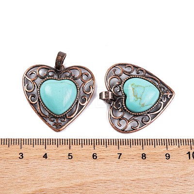 Synthetic Turquoise Peach Love Heart Pendants G-G158-01-04-1