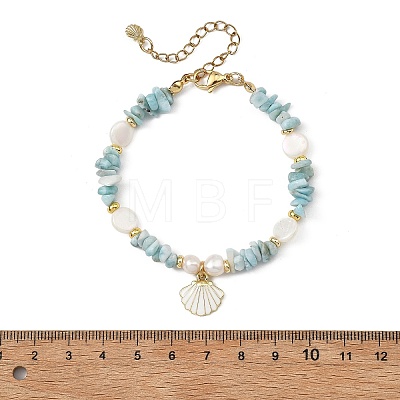 Shell Shape Alloy Enamel Charm Bracelets BJEW-JB13913-1