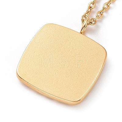 Ion Plating(IP) 304 Stainless Steel Square with Cupid Pendant Necklace for Women NJEW-E014-03G-1
