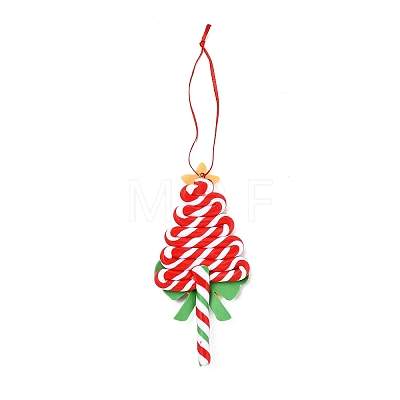 Christmas Tree Lollipop Handmade Polymer Clay Pendant Decorations HJEW-P017-02D-1