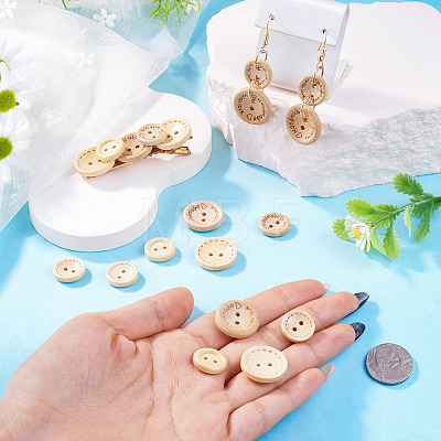 100Pcs 5 Colors 2-Holes Wood Buttons BUTT-TA0001-52-1