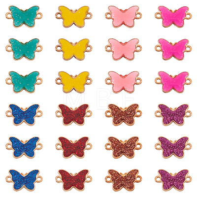  32Pcs 8 Colors Alloy Enamel Connector Charms ENAM-TA0001-70-1