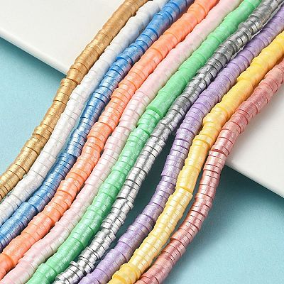10 Strands 10 Colors Handmade Polymer Clay Beads Strands CLAY-YW0001-90-1