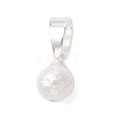 Wrinkle Textured Shell Pearl Round Charms PALLOY-JF05063-02-1