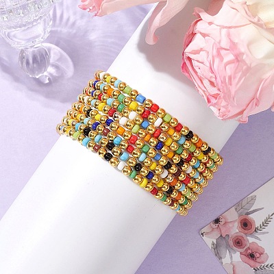 Glass Beads Beaded Stretch Bracelets BJEW-JB10958-1