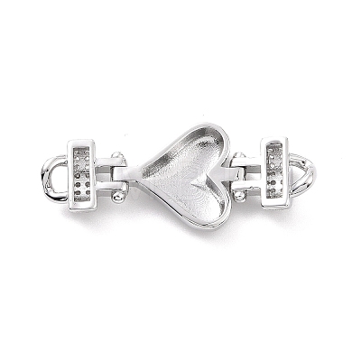 Eco-friendly Rack Plating Brass Micro Pave Clear Cubic Zirconia Connector Charms KK-F843-05P-1