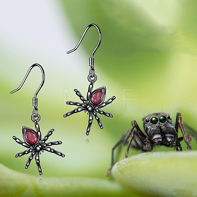 Spider Zinc Alloy Rhinestone Dangle Earrings FS-WGFA087-01-1