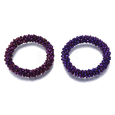Faceted Electroplate Glass Beads Stretch Bracelets BJEW-S144-002G-06-1