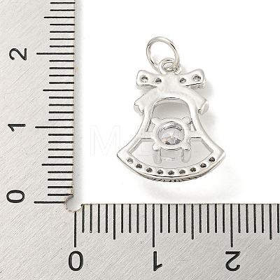 Rack Plating Brass Micro Pave Clear Cubic Zirconia Pendants KK-B093-24P-1