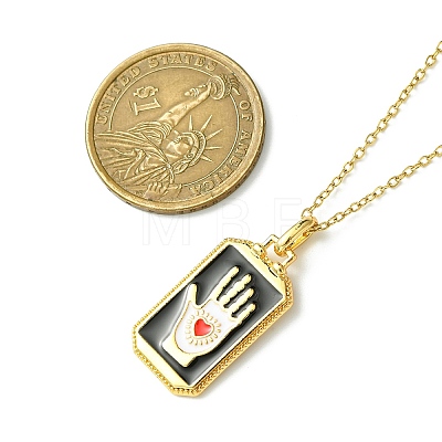 Rectangle Tarot 304 Stainless Steel with Enamel Pendant Necklaces for Women NJEW-G157-01G-02-1