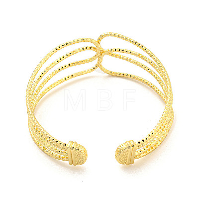 Rack Plating Brass Multi-Strand Open Cuff Bangles for Women BJEW-P322-03G-1