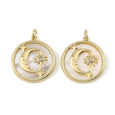 Brass Micro Pave Clear Cubic Zirconia Pendants CU-CBA9175-06G-1